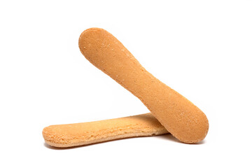 Closeup golden sponge fingers shape white background