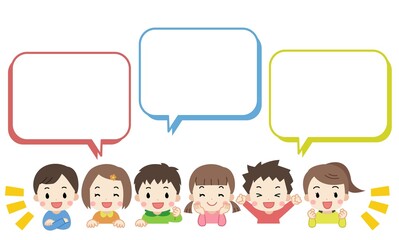 吹きだしと笑顔の子供のイラスト