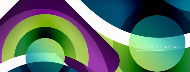 Obraz premium Creative geometric wallpaper. Minimal abstract background. Circle wave and round shapes composition vector illustration for wallpaper banner background or landing page