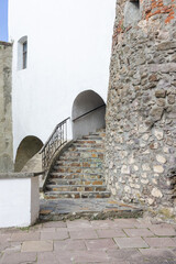 stone staircase in the castle. entrance to the arch