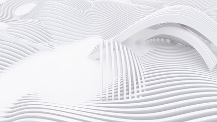 Fototapeta premium Abstract Curved Shapes. White Circular Background.