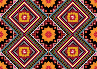 Geometric ethnic flower pattern for background,fabric,wrapping,clothing,wallpaper,batik,carpet,embroidery style
