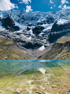 Lake and Mountains. Laguna Humantay. Peru nature. © Priscilla