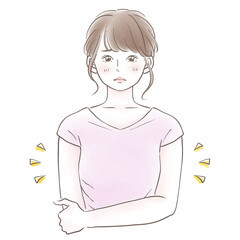 二の腕の太さが気になる女性のイラスト素材