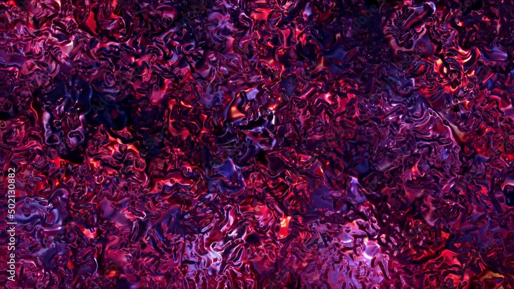 Poster abstract background 3d dark glow red lava surface move form left to right animation. 4k looped 3d an