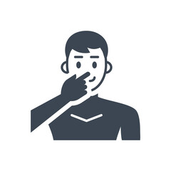 Avoid face touch related vector glyph icon