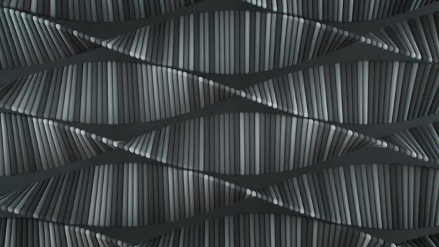 Dark monochrome geometric background. 3D render seamless loop animation