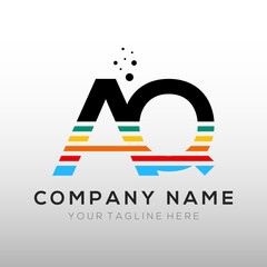 AQ colorful lines letter logo design. creative text dots company vector icon design template.
