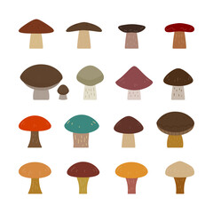 mushroom flat vector illustration set