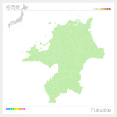 Fototapeta na wymiar 福岡県の地図・Fukuoka Map