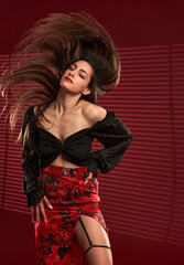 Fototapeta premium Glamour shot of a beautiful woman in red