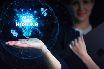 Business, Technology, Internet and network concept. Young businessman working on a virtual screen...