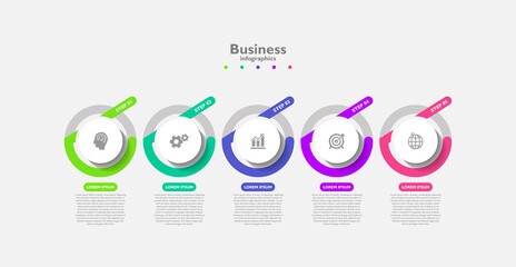 Presentation business abstract background infographic template circle colorful with 5 step