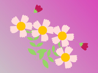 Flowers on a lilac gradient background