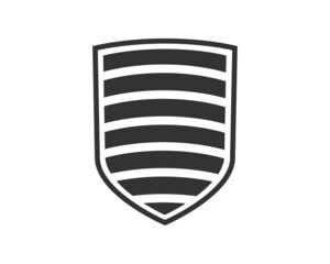 Shield black and white logo. Guarantee, insignia and guard symbol. Security vector icon