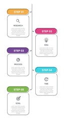 Vertical infographic design with icons and 5 options or steps. Thin line. Infographics business concept. Can be used for info graphics, flow charts, presentations, mobile web sites, printed materials.