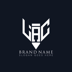 LAC letter logo design on black background.LAC creative monogram initials letter logo concept.
LAC Unique modern flat abstract vector letter logo design.  
 