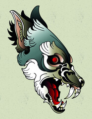 wolf neo traditional tattoo