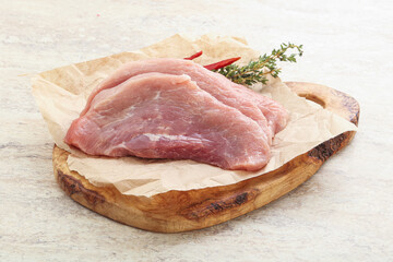 Raw pork schnitzel for roast