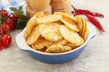 Natural organic grain rice chips