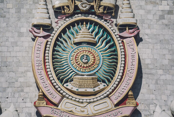 Details and fragments of old traditional buddhist temple in Thailand