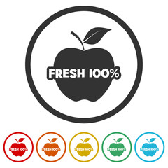 Fresh apple icon. Set icons colorful