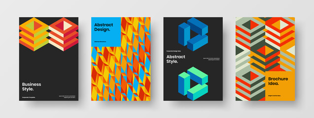 Abstract geometric tiles handbill concept composition. Amazing brochure vector design template collection.