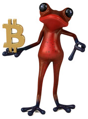 Fun red frog - 3D Illustration