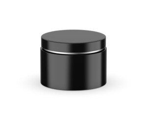 Glossy cosmetic jar for branding and mockup, cosmetic container on isolated white background, 3d render illustration.