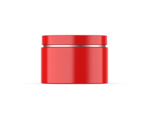 Glossy cosmetic jar for branding and mockup, cosmetic container on isolated white background, 3d render illustration.