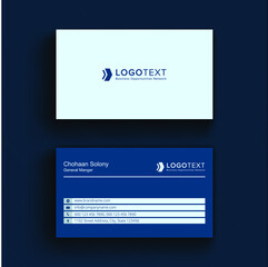 Clean Minimal Blue Business Card Template premium vector
