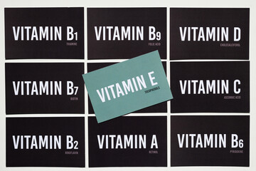 Cards with the names of the chemical elements of the periodic system. Alfabet of microelement iron on blue cardboard. © Татьяна Креминская