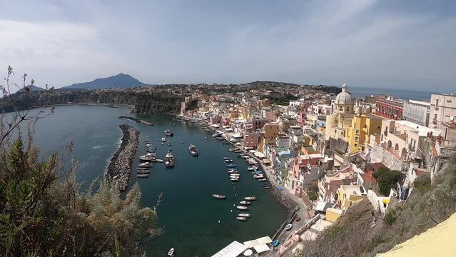 Italian Capital of Culture 2022. Procida. views of the fishing village. great time lapse.