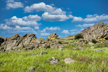 Beautiful Rocky Landscape In The Middle Of Nature In The Town Of Magacela Located In La Serena, Extremadura, Spain