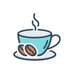 Color illustration icon for coffee