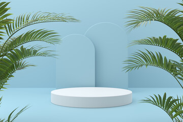 Abstract plam background for cosmetic product display, podium 3d rendering 3d illustration