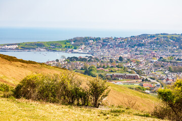 Fototapeta na wymiar Swanage, Dorset, England, UK, panoramic view from a hill