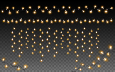 Obraz na płótnie Canvas Holiday glowing garland. Light decoration element for events, carnival, Christmas, weddings, birthday party design