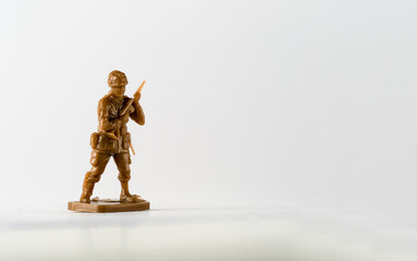 Regular soldier troop isolated standing position  toy soldier brown