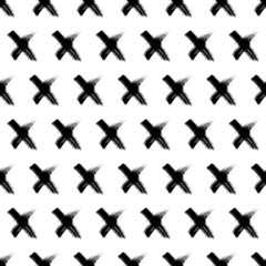 Seamless pattern with hand drawn cross symbols