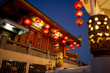 A Big beautiful Chinese temple at sunset