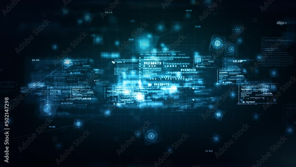 Aufkleber Technology Digital Big Data Connection, Digital Cyberspace, Digital Data Network and Blockchain Connections, Global Network Background Concept, Looped motion design 4k.