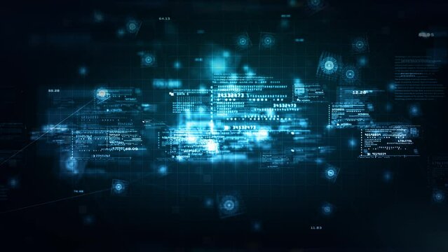 Technology Digital Big Data Connection, Digital Cyberspace, Digital Data Network and Blockchain Connections, Global Network Background Concept, Looped motion design 4k.
