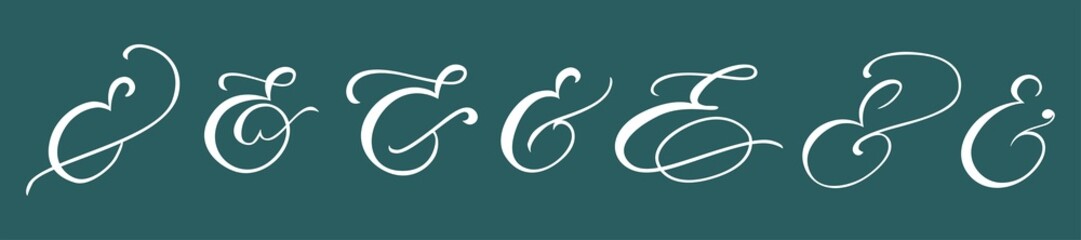 Typography script ampersand for wedding invitation, poster, card. Decorative hand drawn symbol. Flourish lettering element. Vector illustration