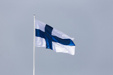 Flag of Finland on the mast