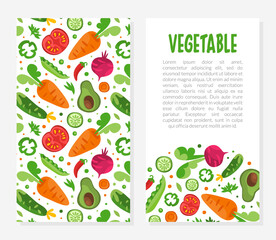 Fresh Vegetable Design with Ripe Harvested Agricultural Crop Vector Template