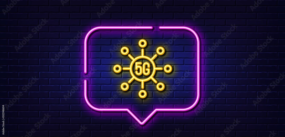 Poster neon light speech bubble. 5g technology line icon. wifi wireless network sign. mobile data transmiss