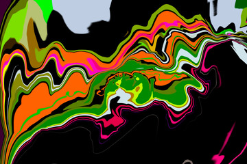 Fototapeta premium CURVEY COLOURS FLOWING GROOVY Cartoon style DIGITAL ART PATTERN 