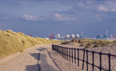 The road to the Crosby beach among the dunes