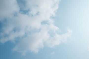 White clouds are soft and fluffy floating on blue sky in the morning, Selective focus